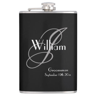 Weddenschap Groomsman Gift Elegant Monogram Cool B Heupfles