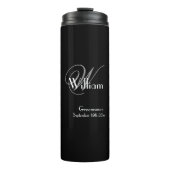 Weddenschap Groomsman Gift Modern Monogram Chic Bl Thermosbeker (Voorkant)