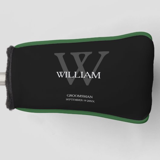Weddenschap Groomsman Gift Modern Monogram Cool Bl Golfheadcover (Voorkant)