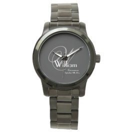 Weddenschap Groomsman Gift Modern Monogram Cool Bl Horloge