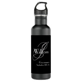 Weddenschap Groomsman Gift Modern Monogram Cool Bl Waterfles