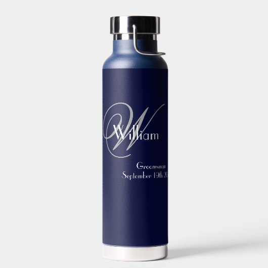 Weddenschap Groomsmen Gift Chic Monogram Waterfles (Links)