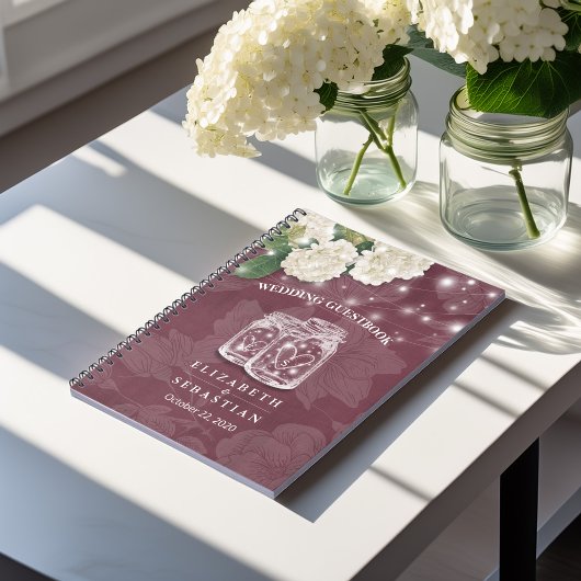 Weddenschap Guestbook ason Jar Hydrangea String Li Notitieboek