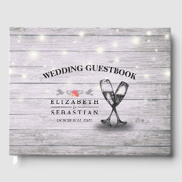 Weddenschap Guestbook Champagne Glasses Hood Licht Gastenboek