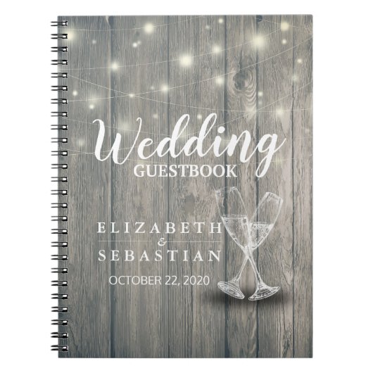 Weddenschap Guestbook Champagne Glasses Hood Licht Notitieboek (Voorkant)