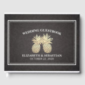 Weddenschap Guestbook Chic Black Gold Pineapple Co Gastenboek (Voorkant)