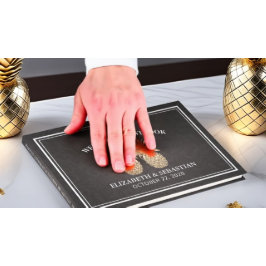 Weddenschap Guestbook Chic Black Gold Pineapple Co Gastenboek