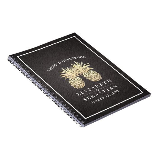 Weddenschap Guestbook Chic Black Gold Pineapple Co Notitieboek (Rechterzijde)