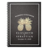 Weddenschap Guestbook Chic Black Gold Pineapple Co Notitieboek (Voorkant)