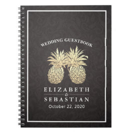 Weddenschap Guestbook Chic Black Gold Pineapple Co Notitieboek