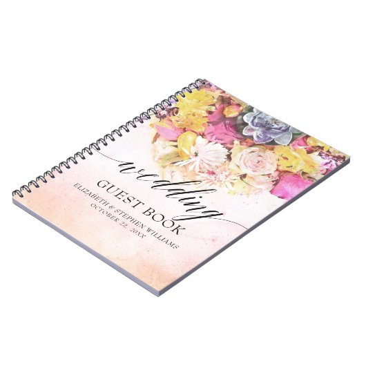 Weddenschap Guestbook Chic Colorful Waterverf Flow Notitieboek (Linkerzijde)