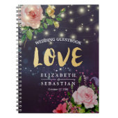 Weddenschap Guestbook Chic Floral Paars Sparkle Li Notitieboek (Voorkant)