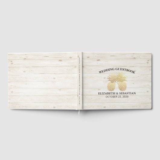 Weddenschap Guestbook Chic Gold Pineapples Rustisc Gastenboek (Volledig)