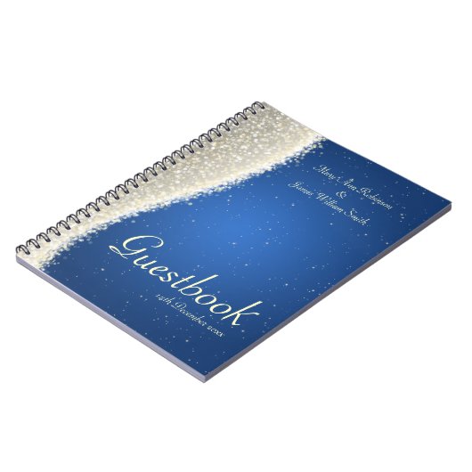 Weddenschap Guestbook Dazzling Sparkles Blue Notitieboek (Linkerzijde)