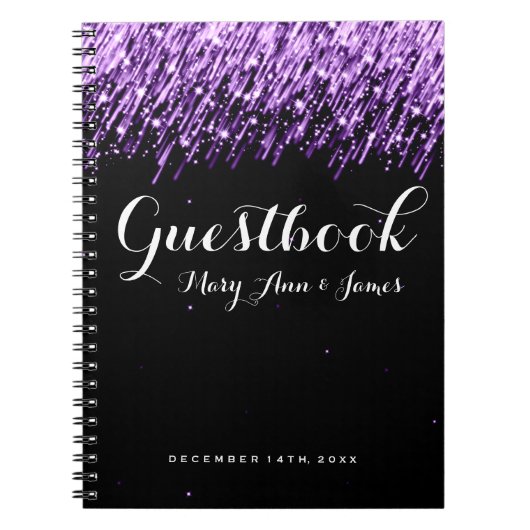 Weddenschap Guestbook Falling Stars Paars Notitieboek (Voorkant)