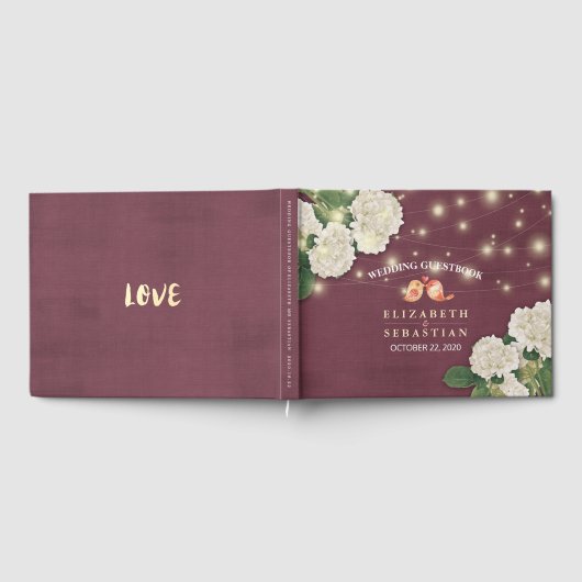 Weddenschap Guestbook Hydrangea String Lights Burg Gastenboek (Volledig)