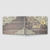 Weddenschap Guestbook Lace Sunflower Rustic Wood L Gastenboek (Volledig)
