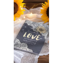 Weddenschap Guestbook Lace Sunflower String Lights Notitieboek