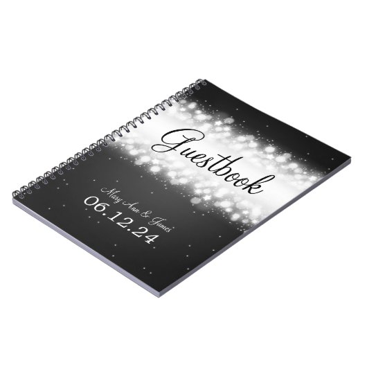 Weddenschap-Guestbook Magic Sparkle Black Notitieboek (Linkerzijde)