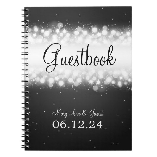 Weddenschap-Guestbook Magic Sparkle Black Notitieboek (Voorkant)