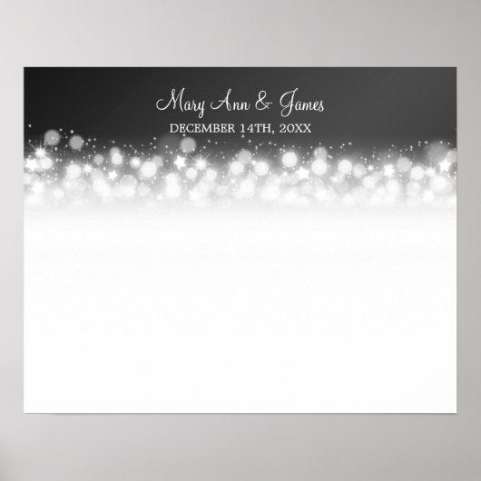 Weddenschap-Guestbook Magic Sparkle Black Poster (Voorkant)