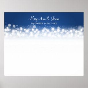 Weddenschap-Guestbook Magic Sparkle Blue Poster