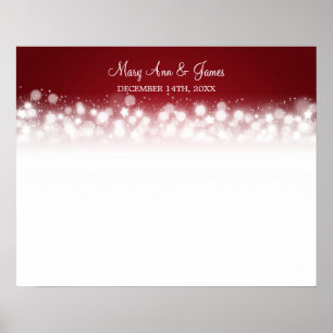 Weddenschap-Guestbook Magic Sparkle Red Poster
