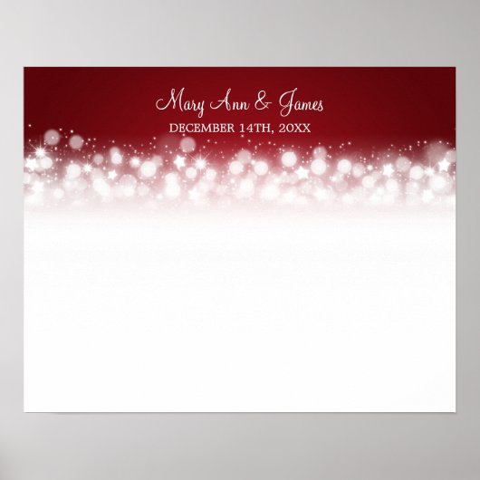 Weddenschap-Guestbook Magic Sparkle Red Poster (Voorkant)