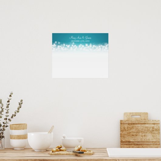 Weddenschap-Guestbook Magic Sparkle Turquoise Poster (Keuken)