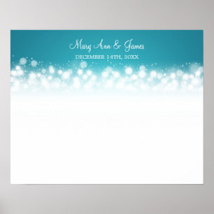 Weddenschap-Guestbook Magic Sparkle Turquoise Poster