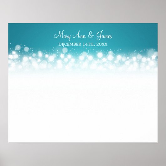 Weddenschap-Guestbook Magic Sparkle Turquoise Poster (Voorkant)