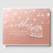 Weddenschap Guestbook Mason Jar String Light Roos  Gastenboek (Voorkant)