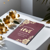 Weddenschap Guestbook Modern Golden Rozen Burgundy Notitieboek