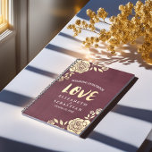 Weddenschap Guestbook Modern Golden Rozen Burgundy Notitieboek