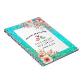 Weddenschap Guestbook Modern Pink Floral Blauwgroe Notitieboek (Rechterzijde)