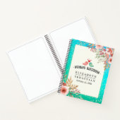 Weddenschap Guestbook Modern Pink Floral Blauwgroe Notitieboek (Binnen)