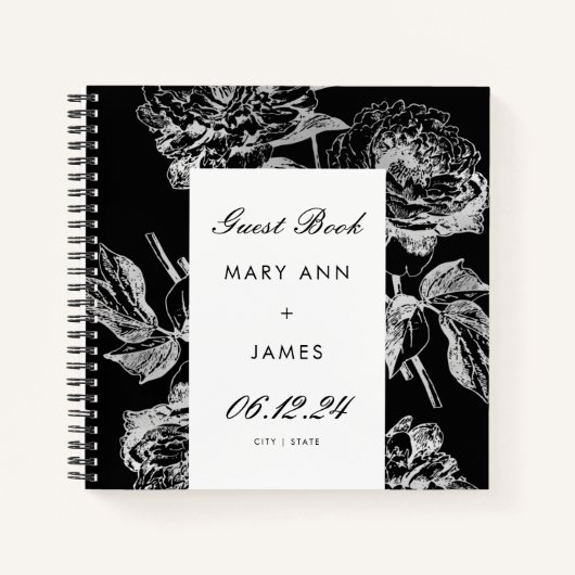 Weddenschap Guestbook Modern Simple Floral Silver  Notitieboek (Voorkant)