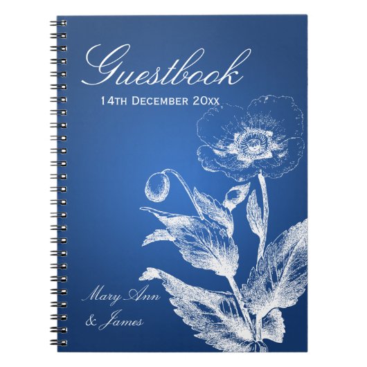 Weddenschap Guestbook Poppy Blue Notitieboek (Voorkant)