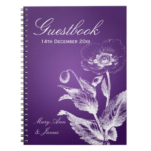 Weddenschap Guestbook Poppy Paars Notitieboek (Voorkant)