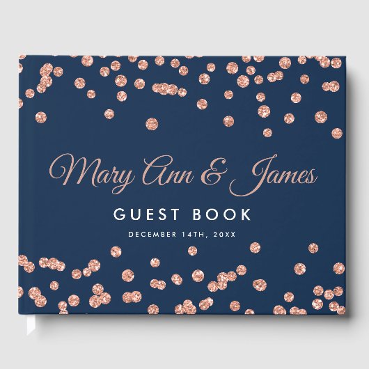 Weddenschap Guestbook Roos Gold Glitter Confetti m Gastenboek (Voorkant)