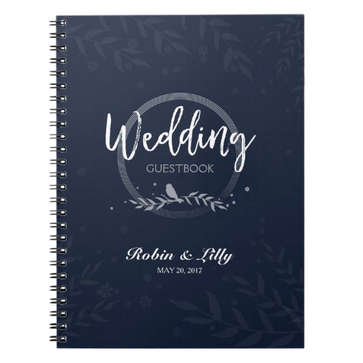 Weddenschap Guestbook - Rustic Bird on Leaves Flor Notitieboek (Voorkant)