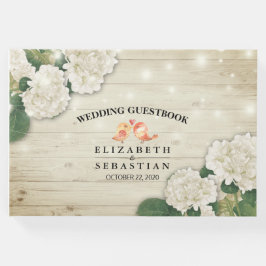 Weddenschap Guestbook Rustic Wood Floral String Li Gastenboek