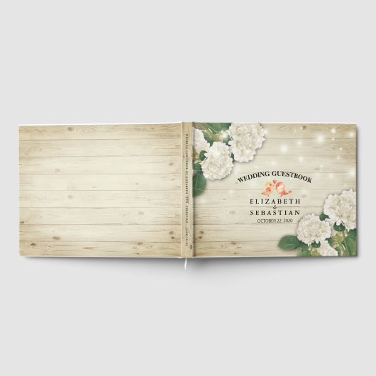 Weddenschap Guestbook Rustic Wood Floral String Li Gastenboek (Volledig)