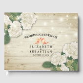 Weddenschap Guestbook Rustic Wood Floral String Li Gastenboek (Voorkant)
