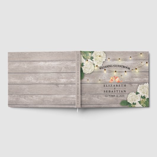 Weddenschap Guestbook Rustic Wood Floral String Li Gastenboek (Volledig)