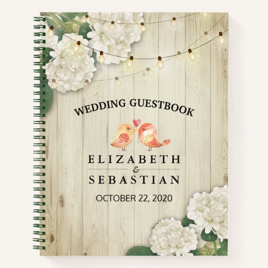 Weddenschap Guestbook Rustic Wood Floral String Li Notitieboek (Voorkant)
