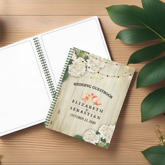 Weddenschap Guestbook Rustic Wood Floral String Li Notitieboek