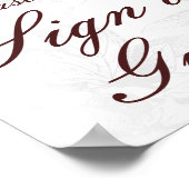 Weddenschap Guestbook Simple Floral Silver Burgund Poster (Hoek)
