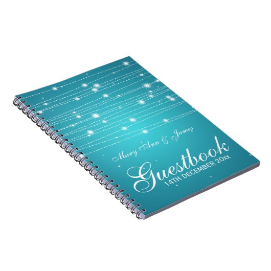 Weddenschap Guestbook Sparking Lines Turquoise Notitieboek (Rechterzijde)
