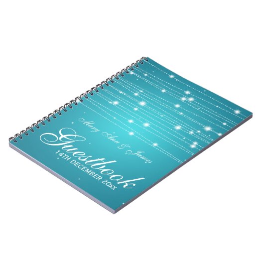 Weddenschap Guestbook Sparking Lines Turquoise Notitieboek (Linkerzijde)